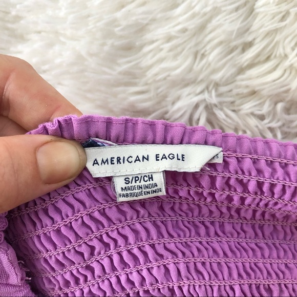 AMERICAN EAGLE • Square Neck Button Front Lilac Long Sleeve Peasant top - Small - Picture 10 of 16